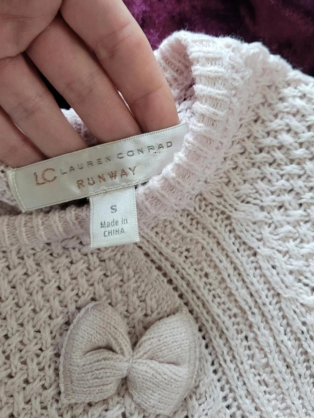 Bow Accent Knit Sweater in Light Pink - Picture 3 of 5